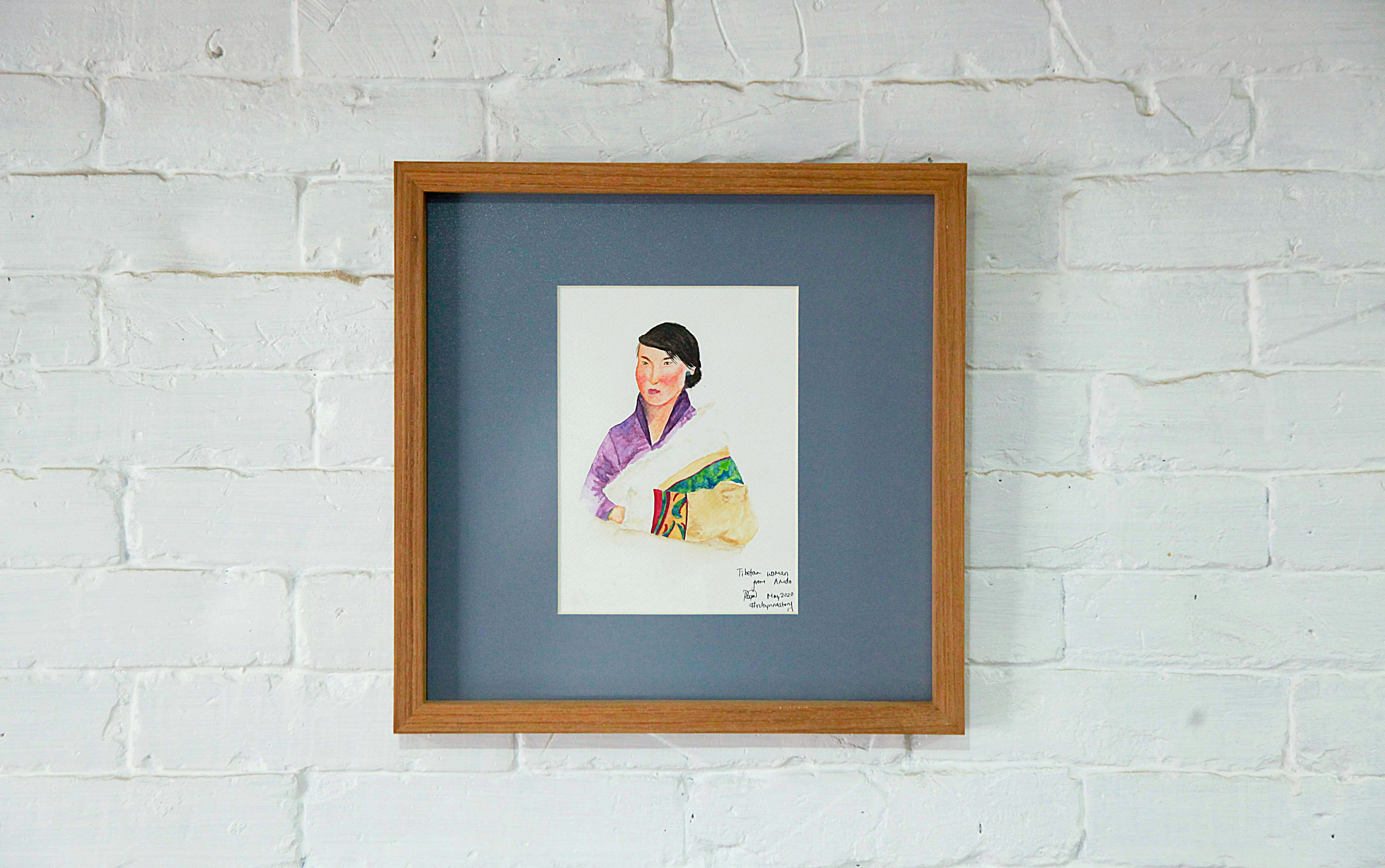 A watercolour painting of a Tibetan woman