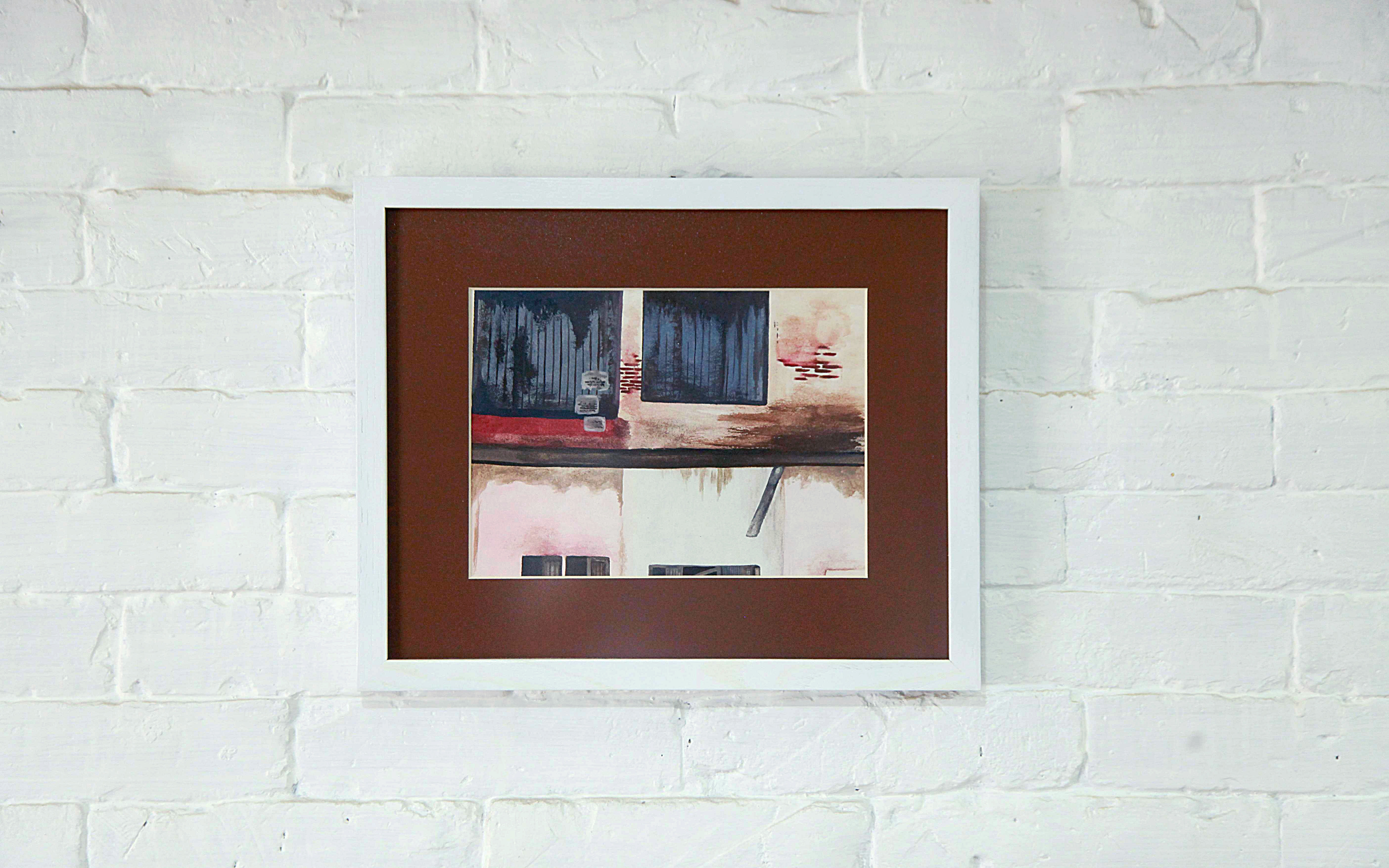 Abstract watercolour of wooden slum houses. Asia