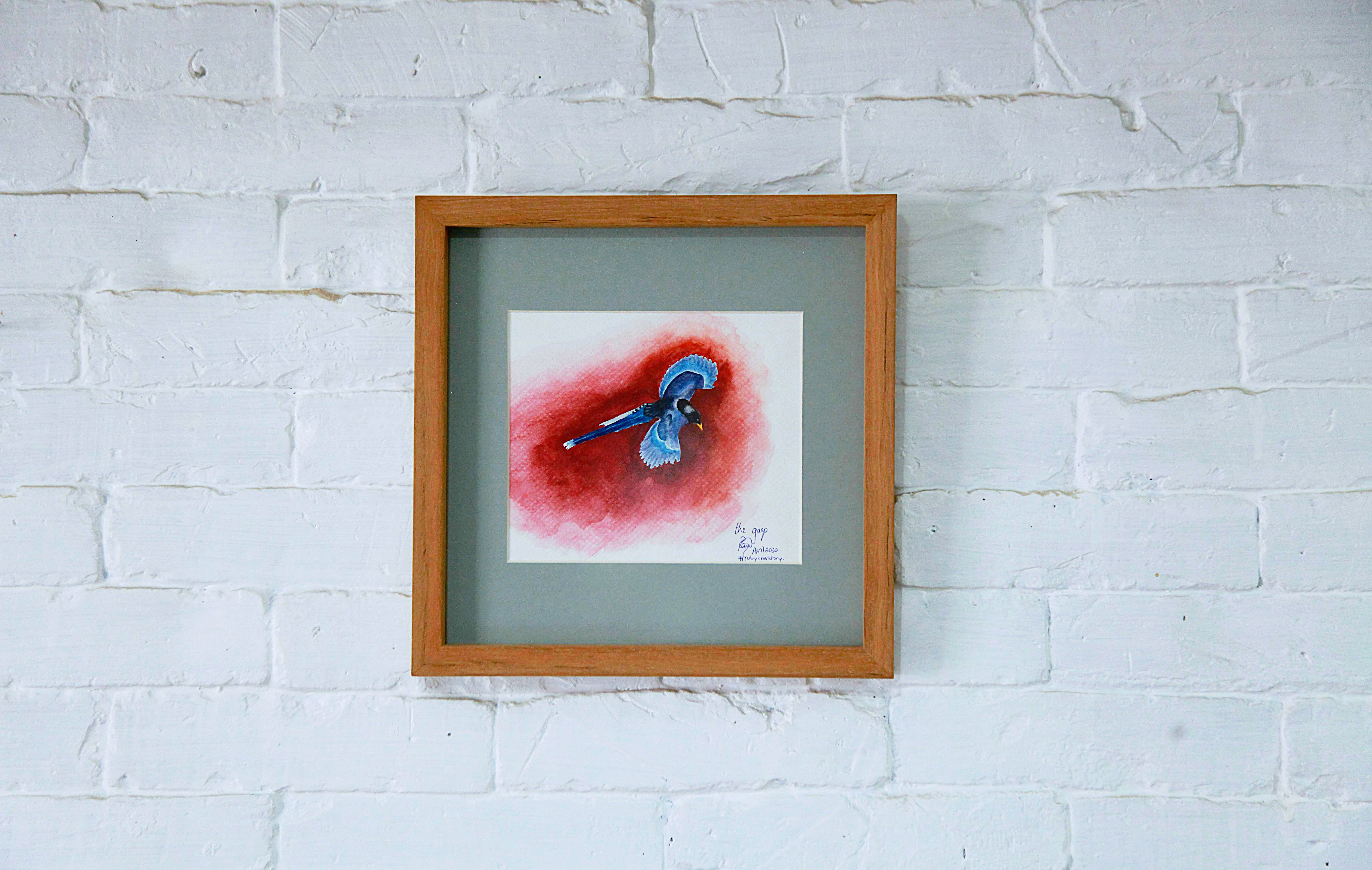 Blue Himalayan Magpie, watercolour painting.