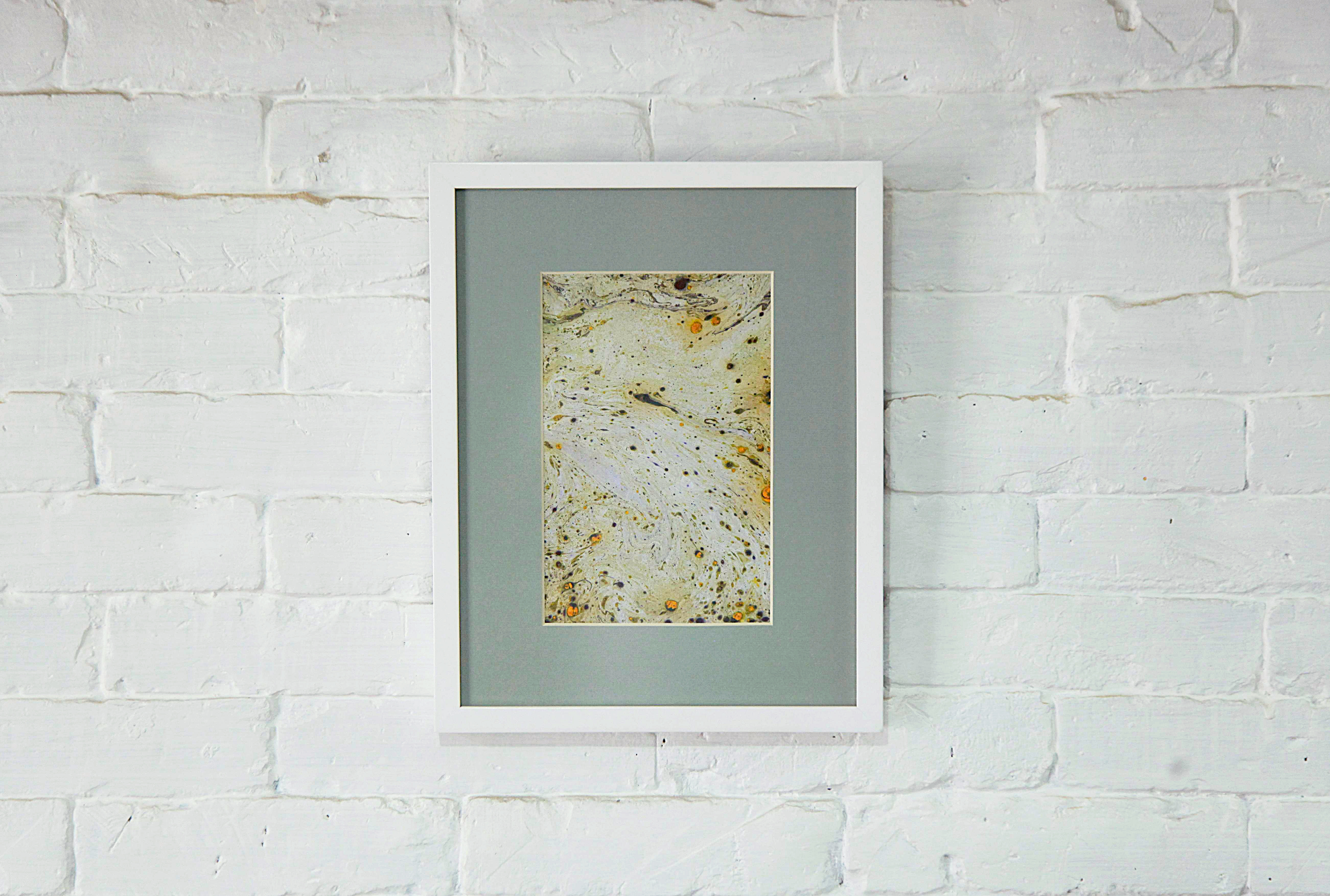 Abstract ink painting, framed.