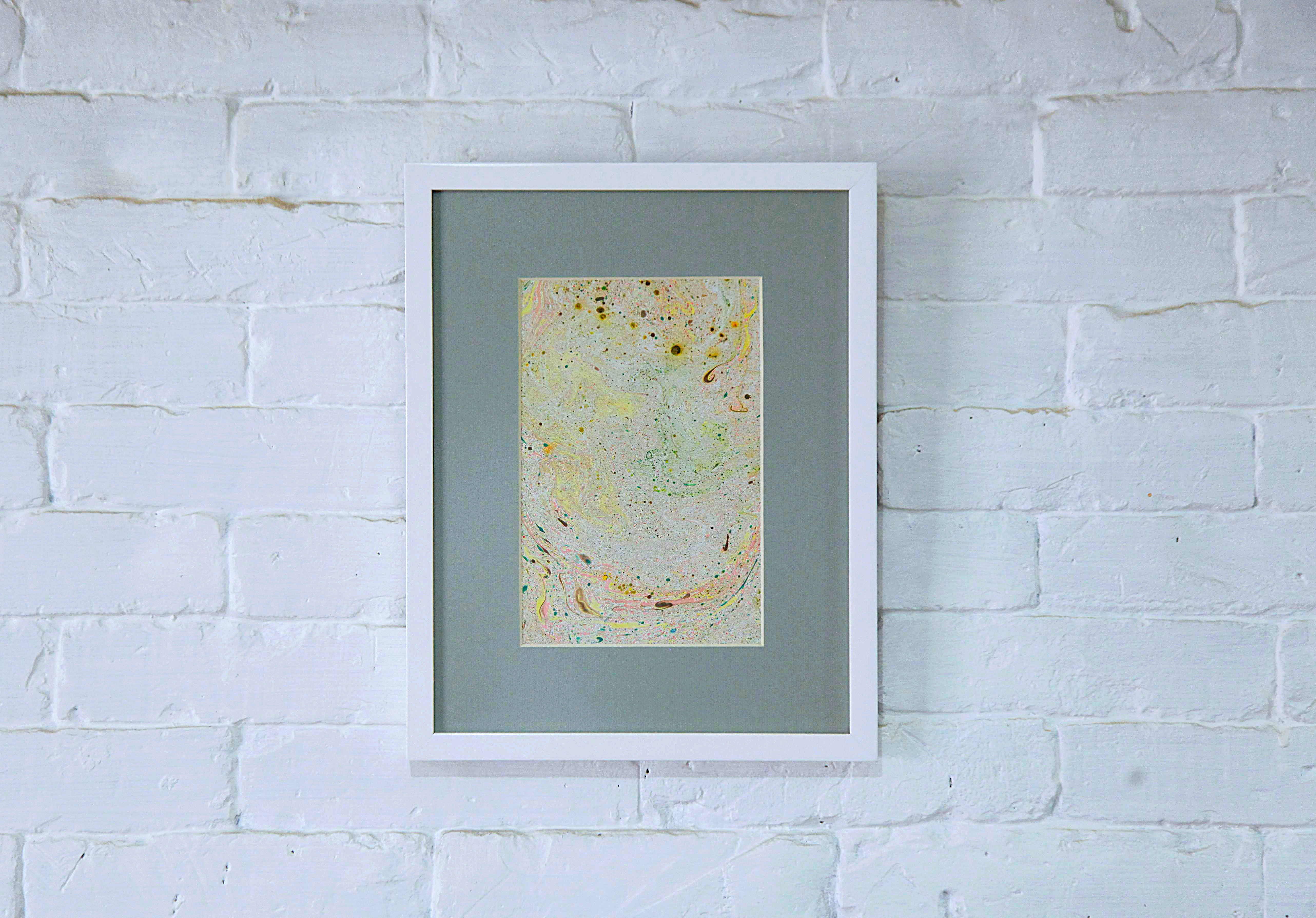 Abstract ink painting, framed.