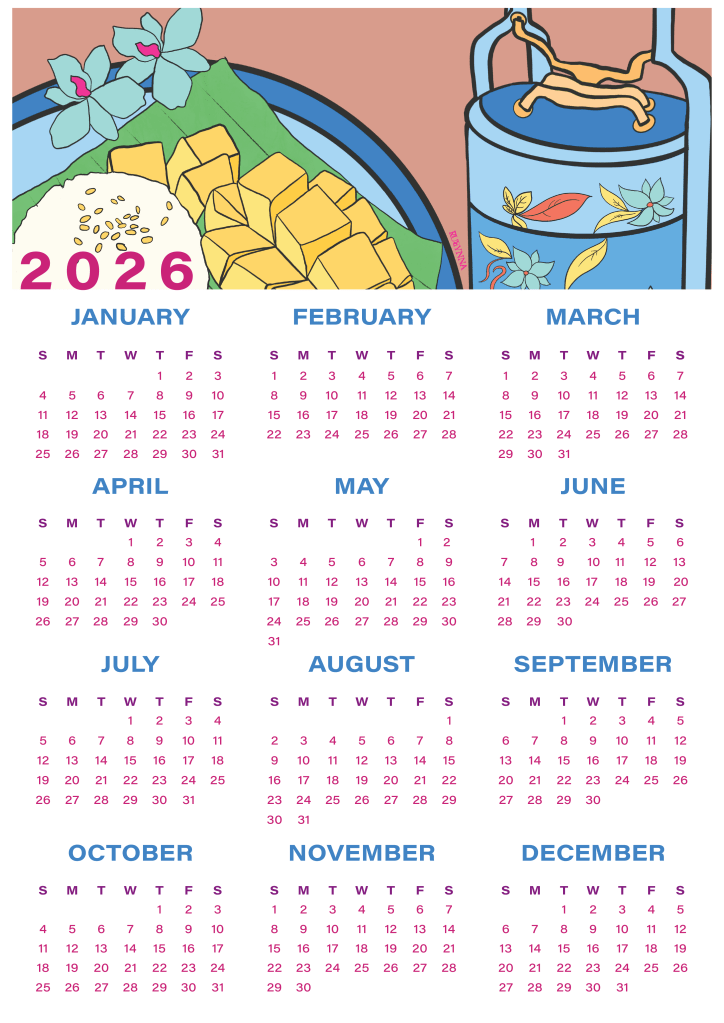 Mango Sticky Rice 2026 Calendar, Gift from Thailand