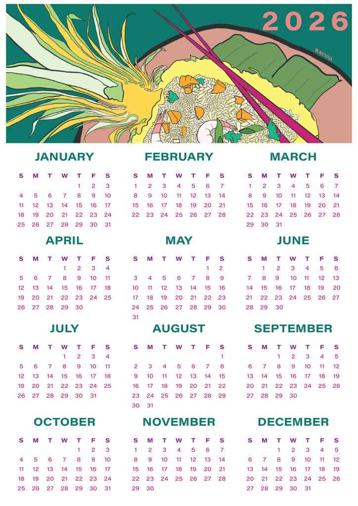 Pineapple Fried Rice 2026 Calendar, Gift from Thailand